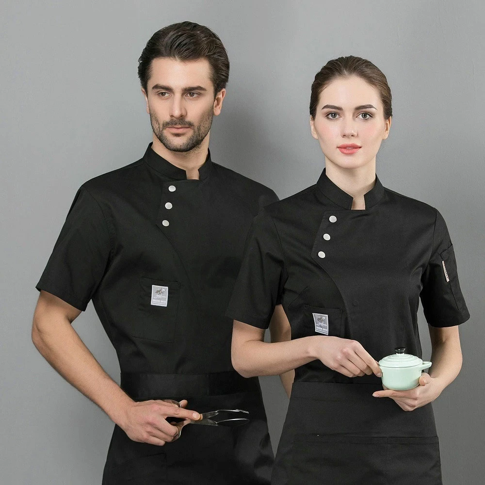 Kitchen and Cook Uniforms - Unisex Men Women Short Sleeve Chef Jacket Coat Restaurant Cook Uniform